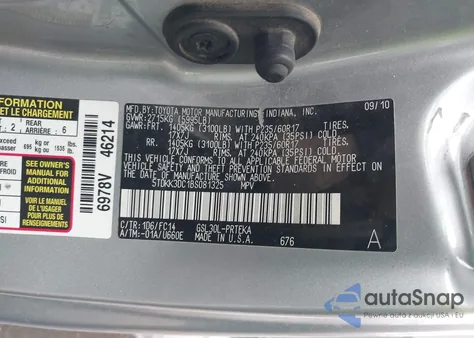 2011 Toyota Sienna Le V6 z USA, uszkodzony, nr VIN 5TDKK3DC1BS081325